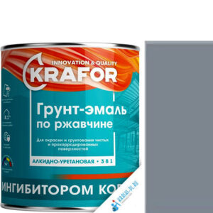 Фото 9 - Грунт-эмаль Крафор "по Ржавчине Серая" алкидно-уретановая 3 в 1  уп - 14 шт, по [1кг] Krafor.