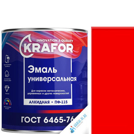 Фото 1 - Эмаль Крафор "ПФ-115 Красная" универсальная глянцевая алкидная  [20кг] Krafor.