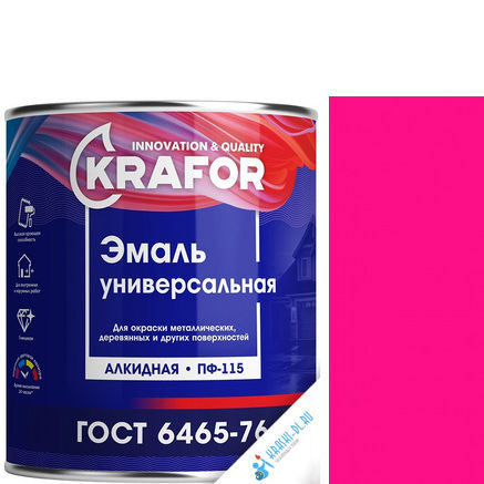 Фото 1 - Эмаль Крафор "ПФ-115 Розовая" универсальная глянцевая алкидная  уп - 6 шт, по [0.8кг] Krafor.