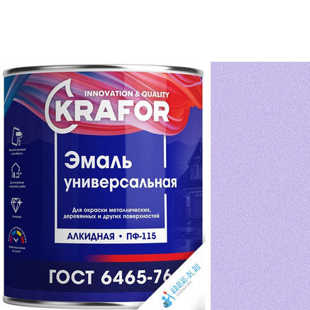 Фото 1 - Эмаль Крафор "ПФ-115 Светло-Фиолетовая" универсальная глянцевая алкидная  уп - 14 шт, по [0.8кг] Krafor.