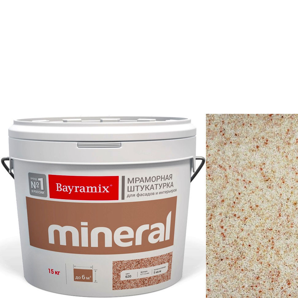 Фото 1 - Мраморная штукатурка Байрамикс "Минерал 353" (Mineral) мозаичная фракция 0,7-1,2 мм [15кг] Bayramix.