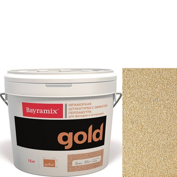 Фото 1 - Мраморная штукатурка Байрамикс "Минерал Голд GR 049" (Mineral Gold) мозаичная, фракция 1,0-1,5 мм [15кг] Bayramix.