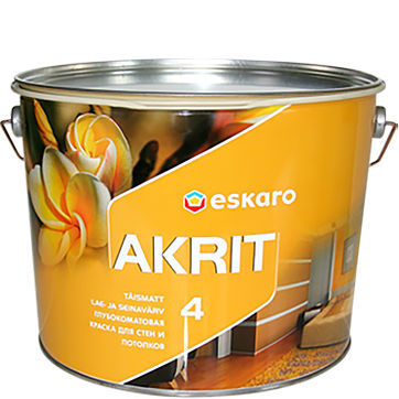 Фото 11 - Краска Ескаро Akrit-4 глубокоматовая для стен и потолков 9.5л цвет, Белый, - Eskaro/Ескаро.