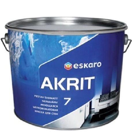 Фото 8 - Краска Ескаро Akrit-7 шелково-матовая для стен и потолков, 9л, цвет, База TR, - Eskaro/Ескаро.