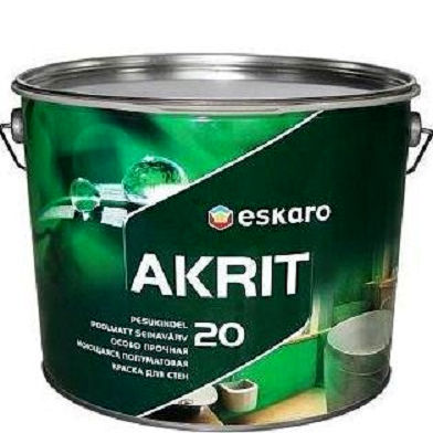 Фото 18 - Краска "Akrit-20 / Акрит-20", цвет База TR, полуматовая для стен и потолков, 9л - Eskaro/Ескаро.