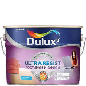 Фото 18 - Краска для стен и потолков латексная Dulux Ultra Resist Для Гостиной и Офиса матовая база BC 2,25 л..
