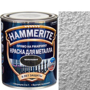 Фото 17 - Краска для металлических поверхностей алкидная Hammerite молотковая серебристо-серая 5 л..