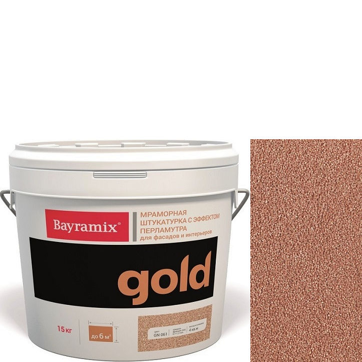 Фото 1 - Мраморная штукатурка Байрамикс "Минерал Голд G 084" (Mineral Gold) мозаичная, фракция 1,2-1,5 мм  [15кг]  Bayramix.