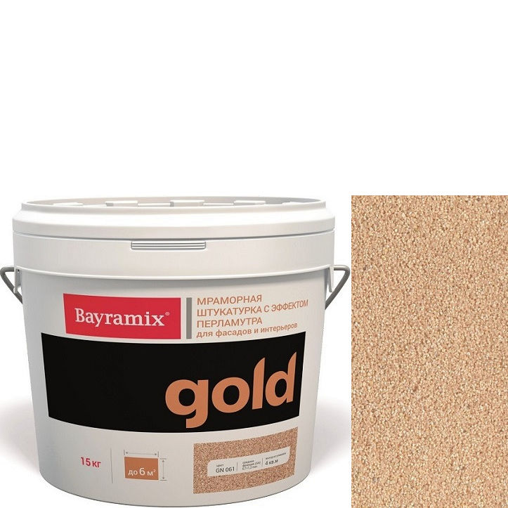 Фото 1 - Мраморная штукатурка Байрамикс "Минерал Голд G 580" (Mineral Gold) мозаичная, фракция 1,2-1,5 мм  [15кг]  Bayramix.
