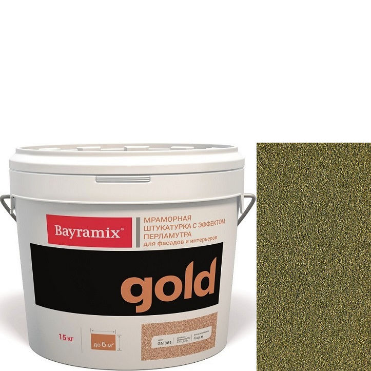 Фото 1 - Мраморная штукатурка Байрамикс "Минерал Голд GN 031" (Mineral Gold) мозаичная, фракция 0,7-1,2 мм  [15кг]  Bayramix.