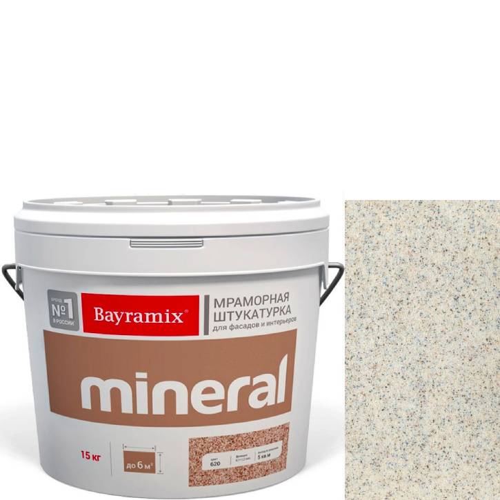 Фото 1 - Мраморная штукатурка Байрамикс "Минерал 002" (Mineral) мозаичная фракция 1,2-1,5 мм [15кг] Bayramix.