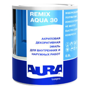 Фото 3 - Эмаль Aura Remix Aqua 30, акриловая, полуматовая, универсальная, 0.9л База TR, Аура.