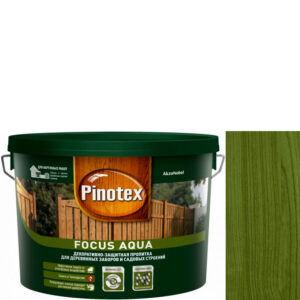 Фото 7 - Пропитка декоративная для защиты древесины Pinotex Focus Aqua зеленый лес 9 л..