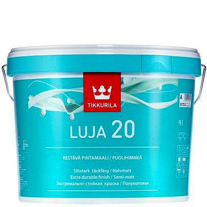 Фото 1 - Краска "Luja 20 / Луя 20" цвет База А, акрилатная полуматовая для влажных помещений, 9л "Tikkurila / Тиккурила".