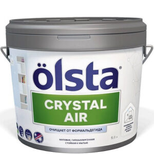 Фото 23 - Краска Олста "Кристал Аир |Crystal Air" матовая с функцией нейтрализации формальдегида (9 л, база С) "Olsta".