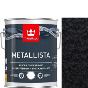 Фото 18 - Краска Тиккурила Металлиста (Metallista) Черная молотковая, по ржавчине для металла (Черный) (уп. 24 шт по 0.4л ) Tikkurila.