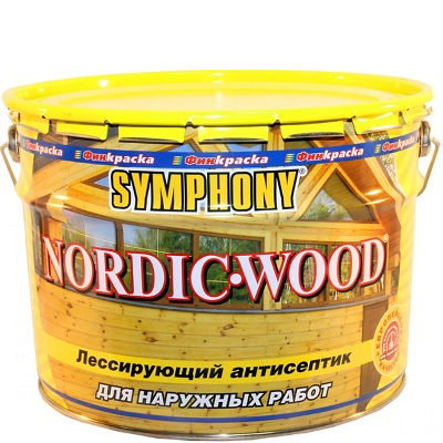 Фото 1 - Антисептик Симфония "Нордик Вуд" (Nordic Wood) лессирующий матовый для деревянных поверхностей (9 л) "Symphony".