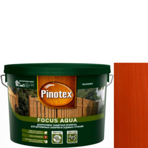 Фото 14 - Пропитка декоративная для защиты древесины Pinotex Focus Aqua рябина 9 л..