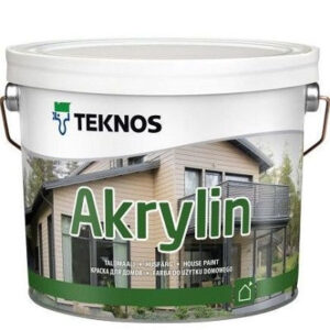 Фото 2 - Краска Текнос "Акрилин" (Akrylin) акрилатная полуматовая для наружных работ (база РМ1) ( 9 л) "Teknos".