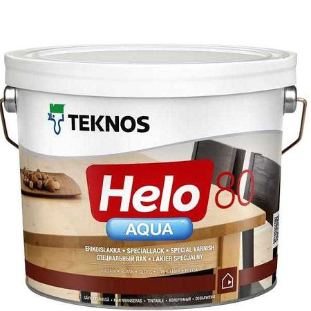 Фото 4 - Лак "Helo Aqua 80 / Хело Аква 80", водоразбавляемый глянцевый для деревянных поверхностей, 9 л, "Teknos / Текнос".