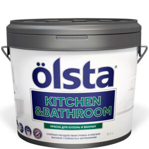 Фото 19 - Краска Олста "Китчен Бафрум |Kitchen & Bathroom" полуматовая для кухонь и ванных комнат (база С, 9 л) "Olsta".