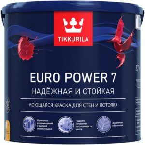 Фото 10 - Краска для стен и потолка, TIKKURILA Euro Power 7, цвет Y354, 9 л.