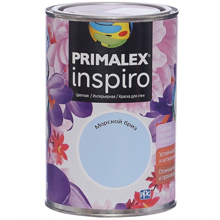 Фото 1 - Краска Primalex Inspiro, цвет Морской Бриз, интерьерная, водоэмульсионная, цветная, 1 л.