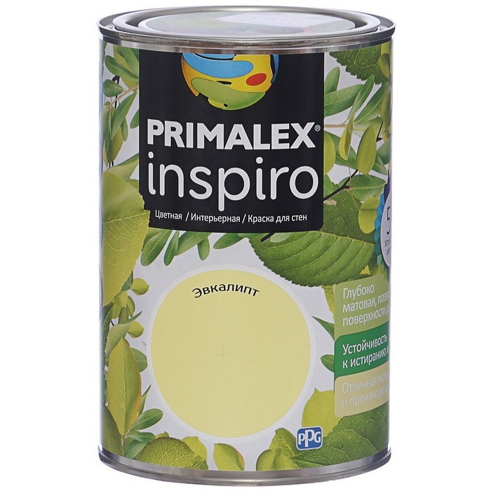 Фото 1 - Краска Primalex Inspiro, цвет Эвкалипт, интерьерная, водоэмульсионная, цветная, 1 л.