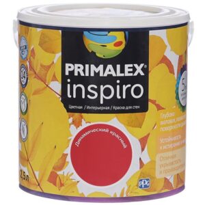 Фото 21 - Краска Primalex Inspiro, цвет Динамический Красный, интерьерная, водоэмульсионная, цветная,  2.5 л.