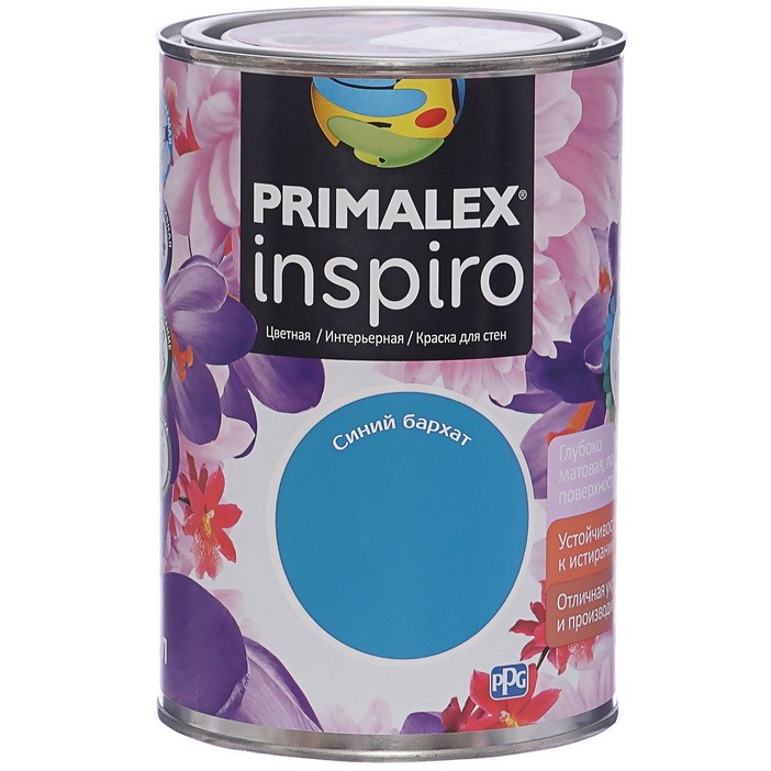 Фото 1 - Краска Primalex Inspiro, цвет Синий бархат, интерьерная, водоэмульсионная, цветная, 1 л.