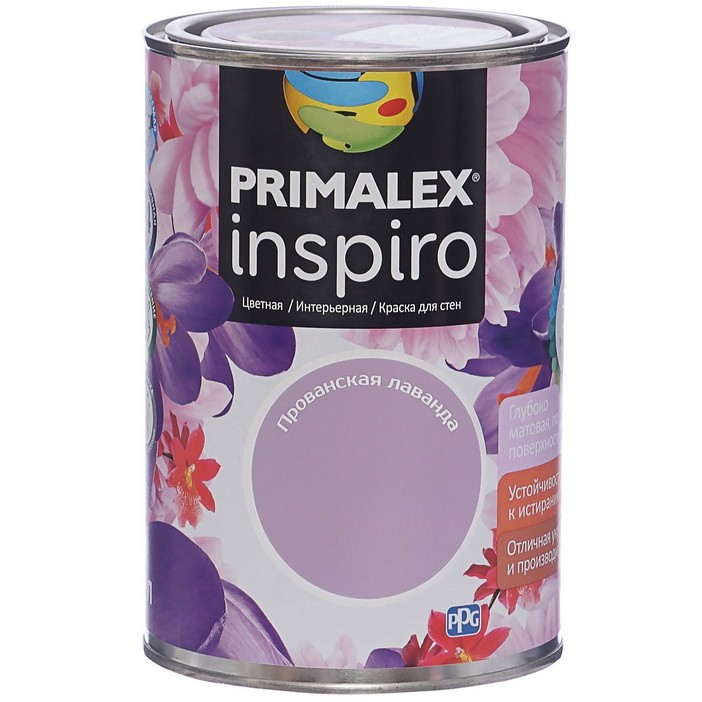 Фото 1 - Краска Primalex Inspiro, цвет Прованская Лаванда, интерьерная, водоэмульсионная, цветная, 1 л.