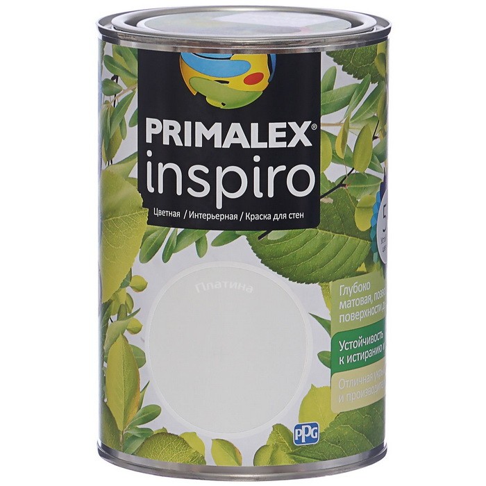 Фото 1 - Краска Primalex Inspiro, цвет Платина, интерьерная, водоэмульсионная, цветная, 1 л.