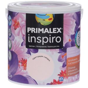 Фото 9 - Краска Primalex Inspiro, цвет Цветущая Сакура, интерьерная, водоэмульсионная, цветная,  2.5 л.
