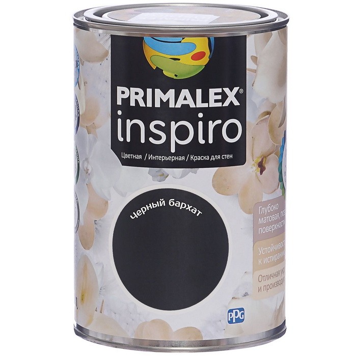 Фото 1 - Краска Primalex Inspiro, цвет Черный Бархат, интерьерная, водоэмульсионная, цветная, 1 л.