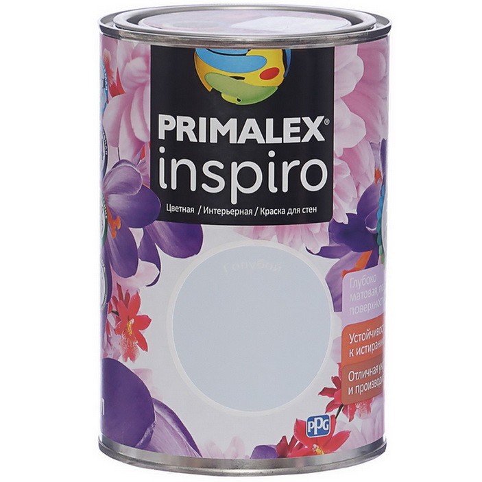 Фото 1 - Краска Primalex Inspiro, цвет Голубой, интерьерная, водоэмульсионная, цветная, 1 л.