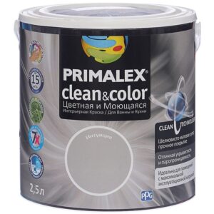 Фото 14 - Краска Primalex Clean&Color, цвет Интуиция, итерьерная, для ванной и кухни, 2,5л.