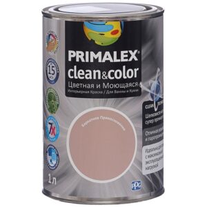 Фото 1 - Краска Primalex Clean&Color, цвет Бархатное Прикосновение, итерьерная, для ванной и кухни, 1л.