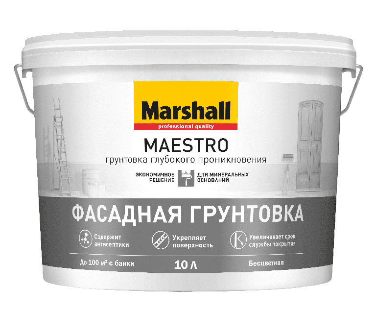 Фото 1 - Грунтовка "Marshall" Маэстро (Maestro) фасадная акриловая глубокого проникновения (10л) "Маршал".