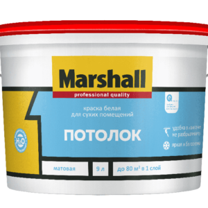 Фото 15 - Краска "Marshall" Потолок матовая водно дисперсионная акриловая краска для потолков  - (9 л) "Маршал".