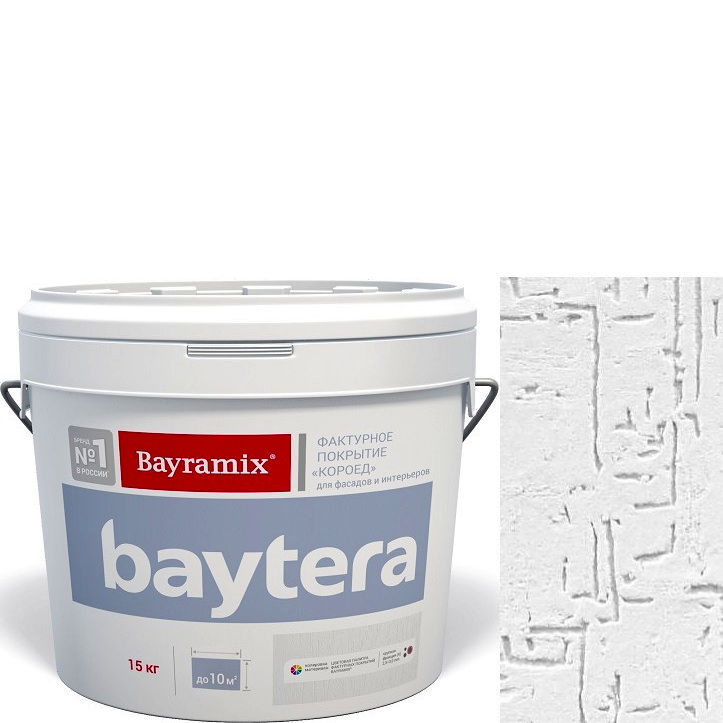 Фото 1 - Текстурное покрытие "Байтера Пробка Белое" (Baytera) фактурное для внутр/наруж работ крупная фракция (K) 2,5 - 3 мм-15кг Bayramix.