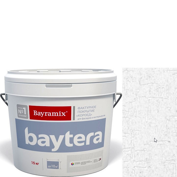 Фото 1 - Текстурное покрытие "Байтера Пробка Белое" (Baytera) фактурное для внутр/наруж работ мелкая фракция (M) 1,2 - 2 мм-15кг Bayramix.